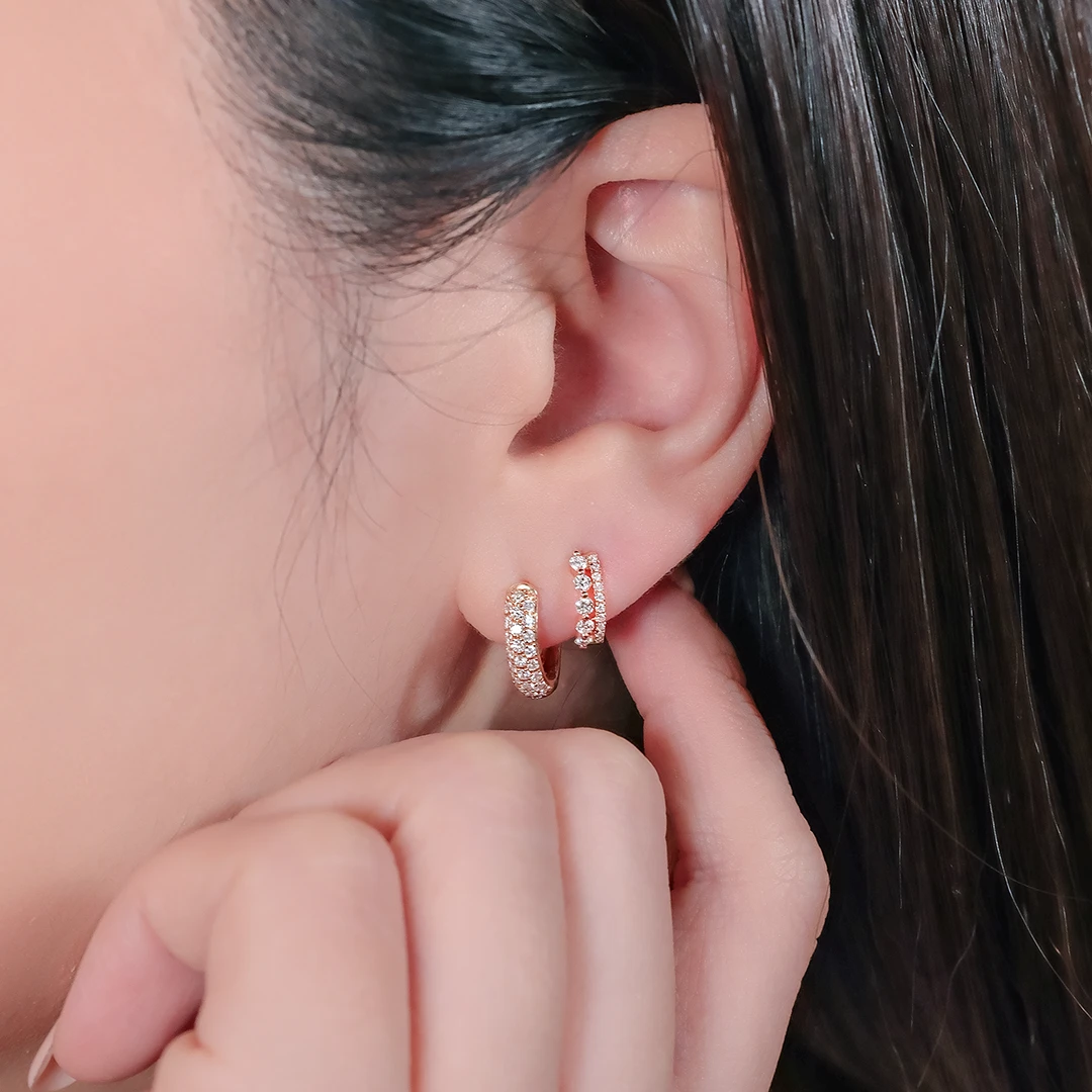 Chic two-row diamond hoops 7mm